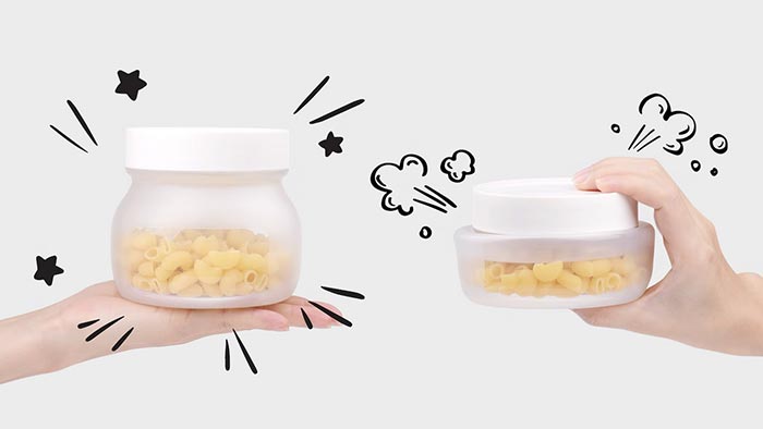 Lehce zmenšitelné silikonové krabičky na jídlo Flexi Jar vyhrály prestižní cenu za design