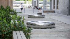 Dánské město Aarhus má dvě nové lavičky New Arc s tvarem prstenců na rozvlněné zemi