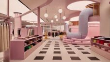 Architekti oblékli obyčejný obchod Erdos Land do růžové a z třetiny udělali dětské hřiště